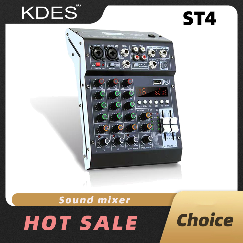 Audio Mixer 4 Channel Usb Bluetooth Pc - KDES ST4 Ses Mikser 4 Kanal