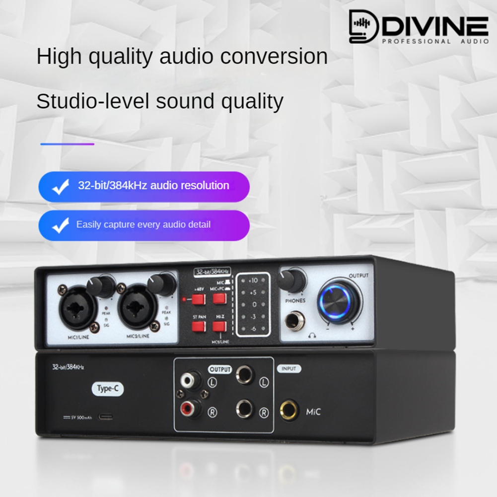 Studio Audio Interface With 48V Phantom - B68C 2 Giriş 2 Çıkış USB