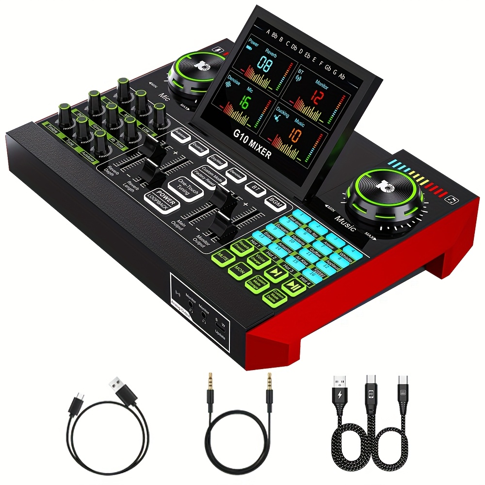 Studio Audio Interface With 48V Phantom - Tenlamp G10 Podcast Ekipmanı, Canlı Ses