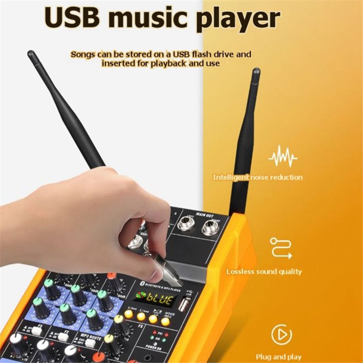 Audio Mixer 4 Channel Usb Bluetooth Pc - 4 Kanallı Ses Mikseri Konsolu, UHF