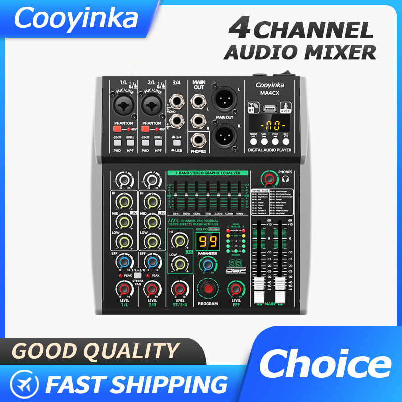 Audio Mixer 4 Channel Usb Bluetooth Pc - 4 Kanallı Mikser 48V 99 DSP
