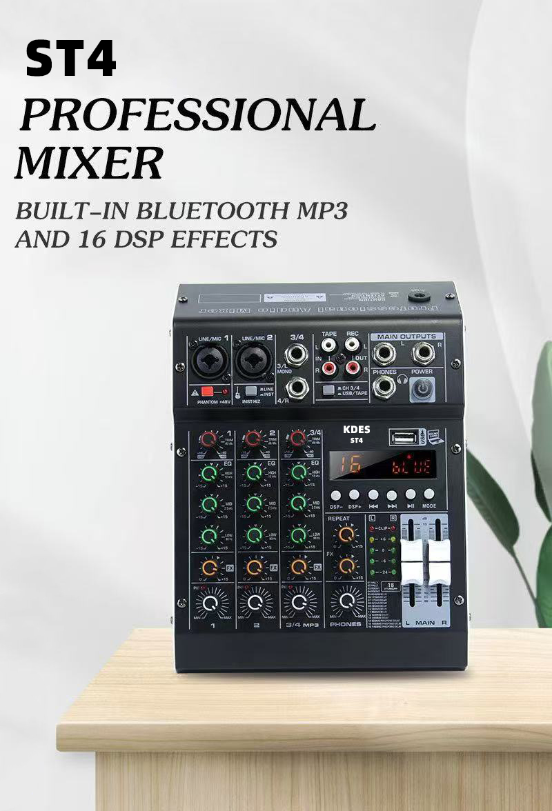 KDES ST4 Ses Mikser 4 Kanal 99 - Audio Mixer 4 Channel Usb Bluetooth Pc incelemesi ve fiyatı