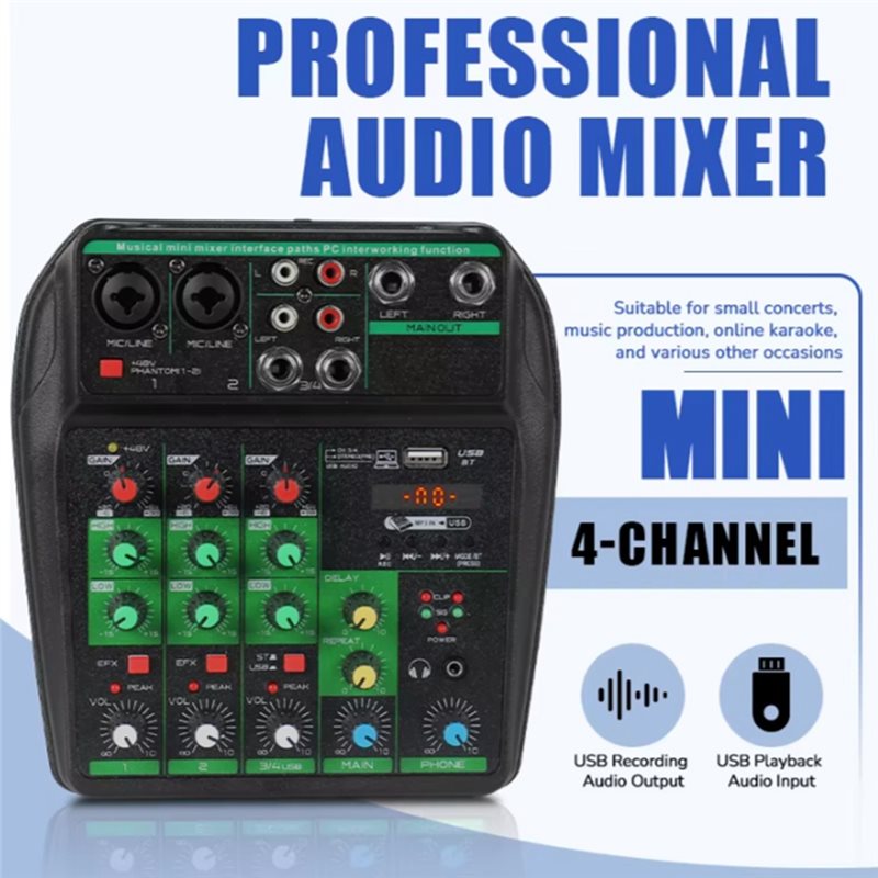 ABUO – Profesyonel Ses Mikseri - Audio Mixer 4 Channel Usb Bluetooth Pc incelemesi ve fiyatı