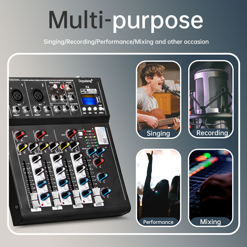 4 kanal DJ ses karıştırma F4 s - Audio Mixer 4 Channel Usb Bluetooth Pc incelemesi ve fiyatı