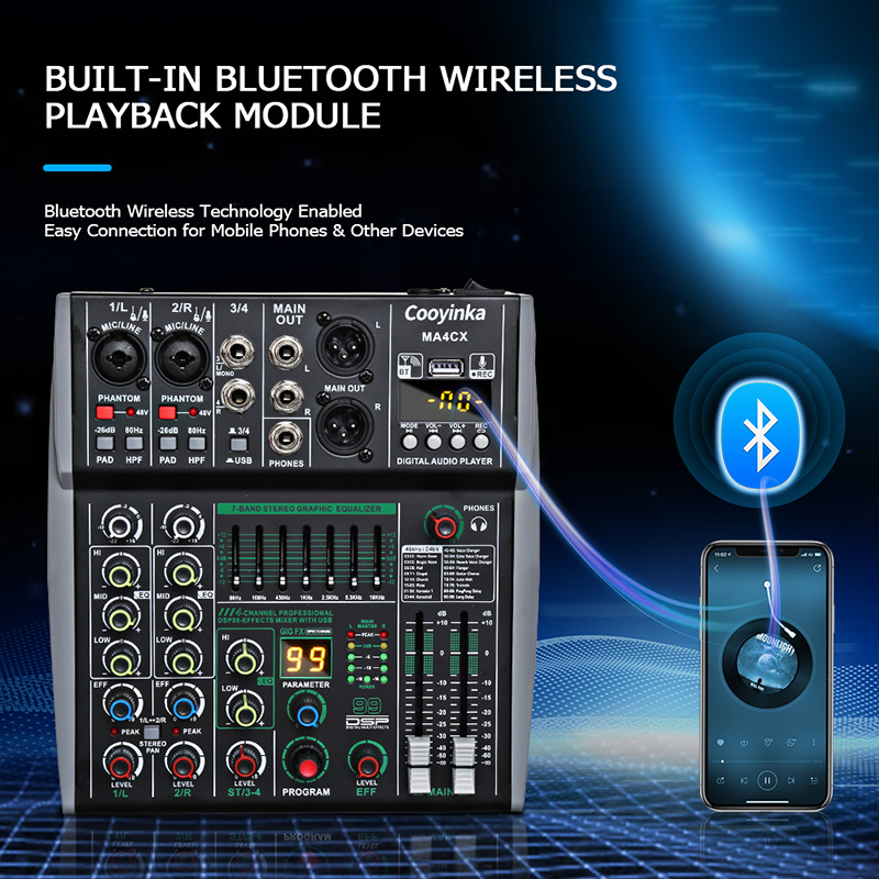 4 Kanallı Mikser 48V 99 DSP Ef - Audio Mixer 4 Channel Usb Bluetooth Pc incelemesi ve fiyatı