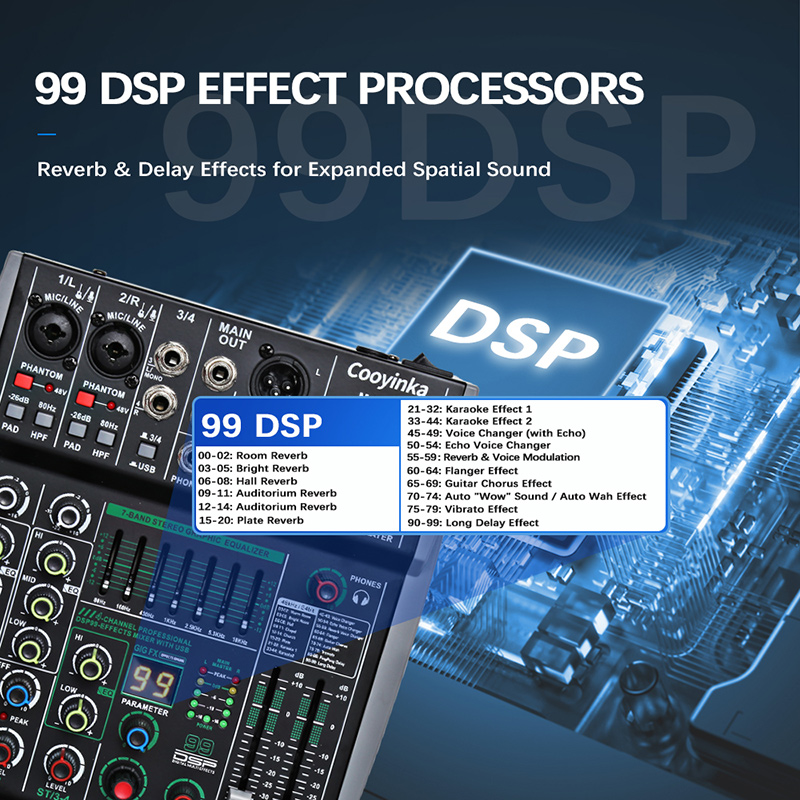 4 Kanallı Mikser 48V 99 DSP Ef - Audio Mixer 4 Channel Usb Bluetooth Pc incelemesi ve fiyatı